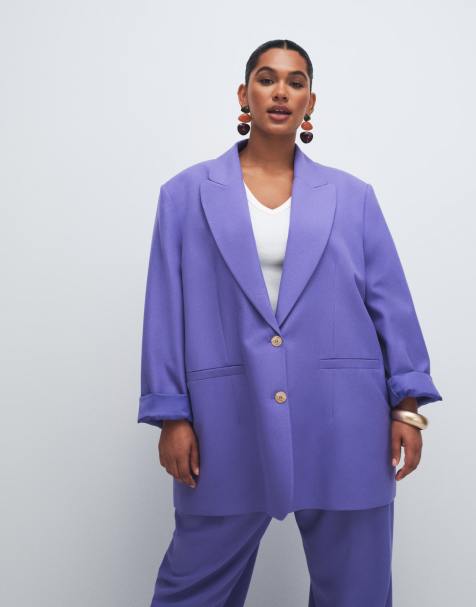 ASOS DESIGN Curve - Blazer ajusté décontracté coupe masculine - Violet - view 1