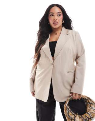 ASOS DESIGN Curve - Blazer comodo sartoriale color pietra - view 1