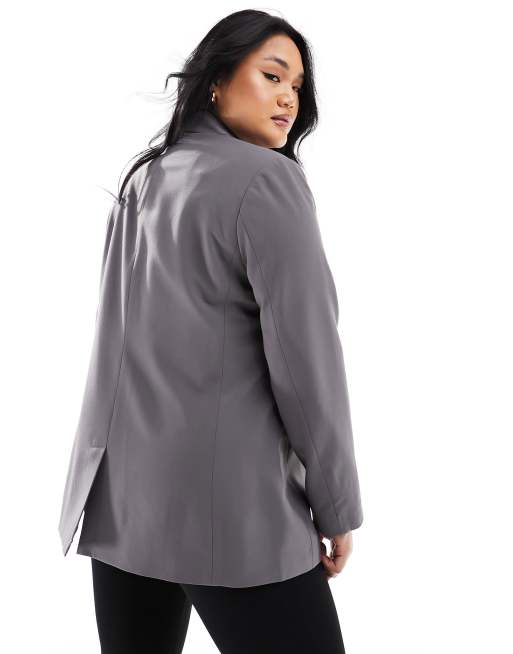 ASOS DESIGN Curve - Blazer comodo sartoriale grigio, 3 di 4
