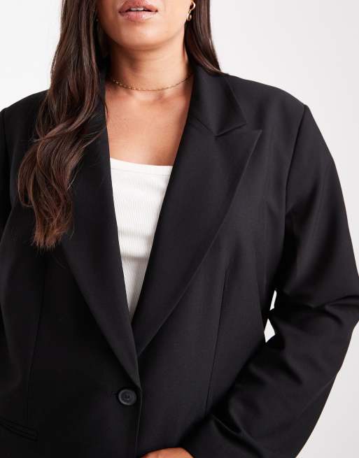 ASOS DESIGN Curve - Blazer comodo sartoriale nero, 2 di 4