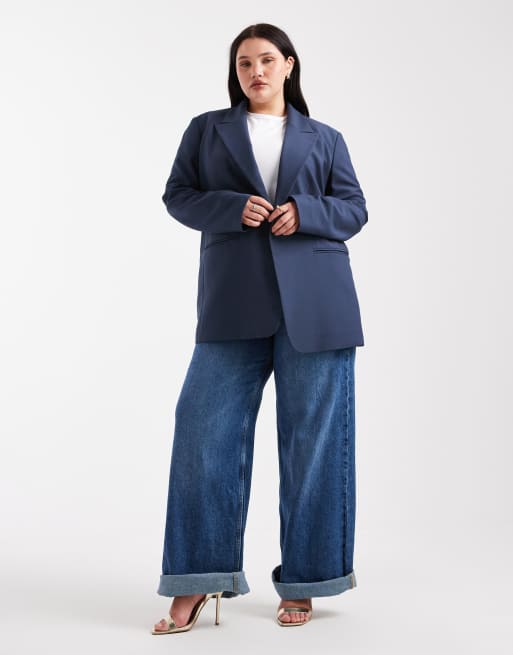 ASOS DESIGN Curve - Blazer décontracté - Bleu marine, 3 de 4