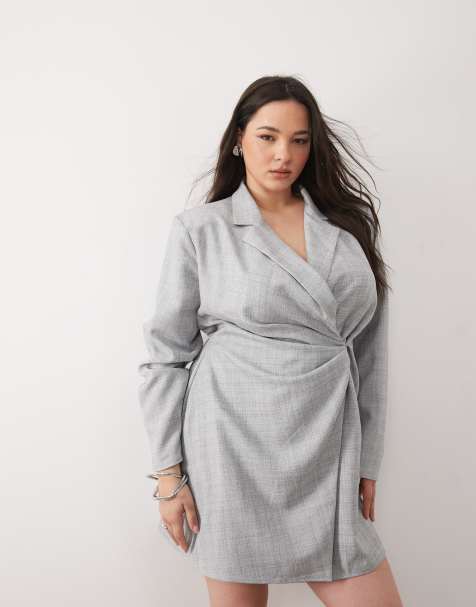 ASOS DESIGN Curve blazer dress mini tailored fabric in grey - view 1