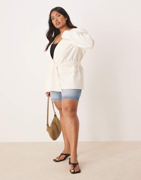 ASOS DESIGN Curve - Blazer elegante senza colletto latticello - view 1