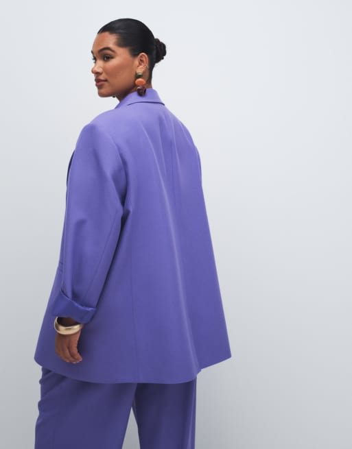 ASOS DESIGN Curve - Blazer sartoriale comodo taglio maschile viola, 4 di 8
