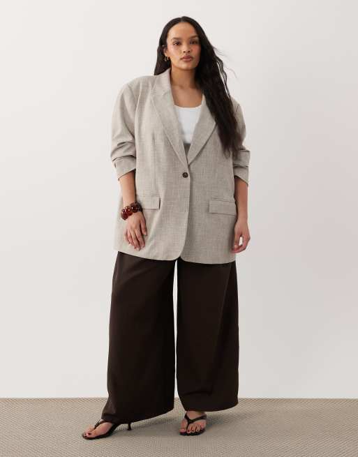 ASOS DESIGN Curve - Blazer sartoriale oversize color fungo
