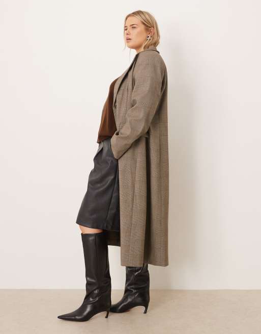 ASOS DESIGN Curve - Blazer sartoriale taglio lungo a quadri