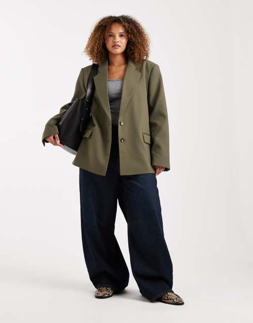 ASOS DESIGN Curve - Blazer vintage sartoriale kaki
