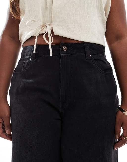 ASOS DESIGN Curve – Bleksvarta jeans med vida ben, 5 av 5