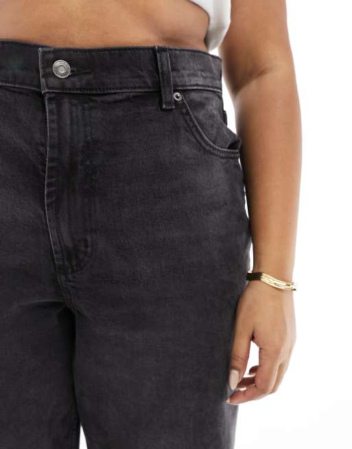 ASOS DESIGN Curve – Bleksvarta, raka jeans med komfortstretch, 3 av 5