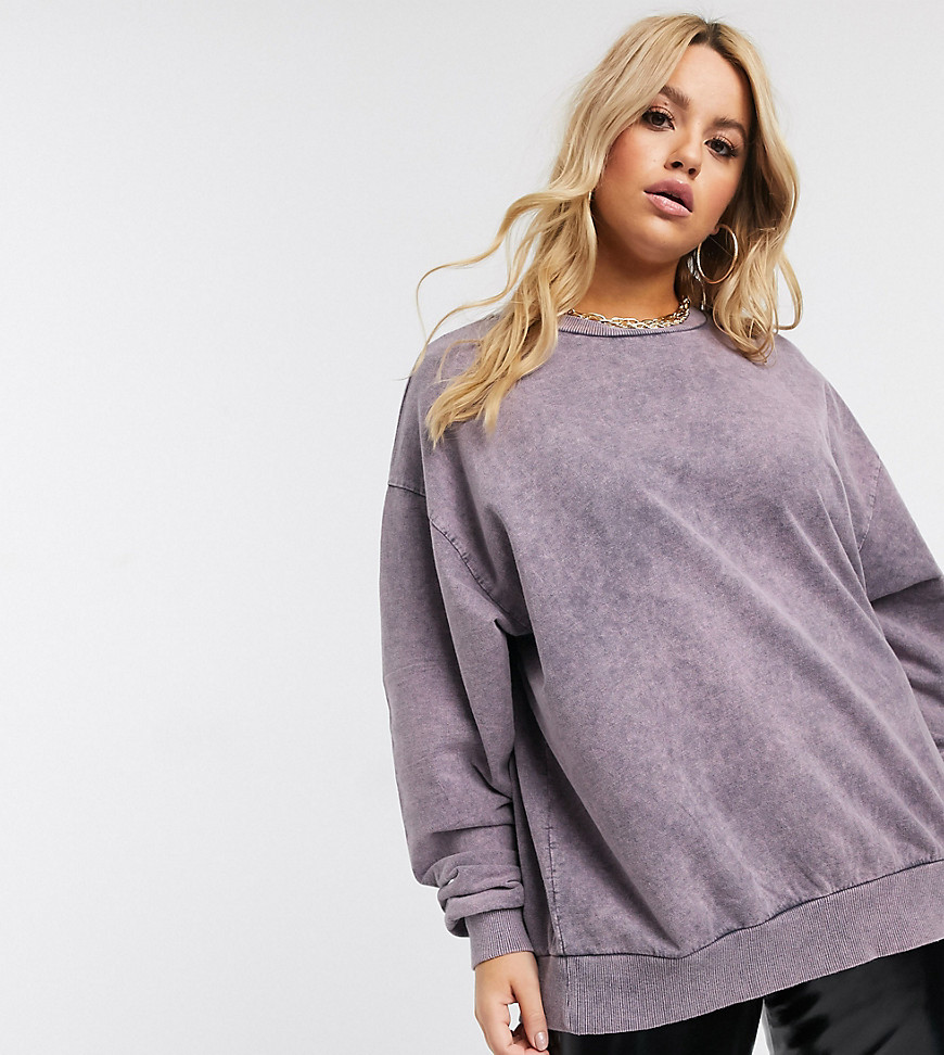 ASOS DESIGN Curve – Blekt lila sweatshirt i oversize-modell-Rosa