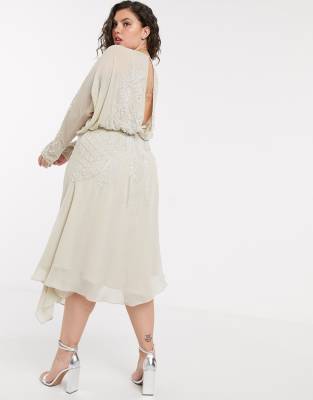 long sleeve midi evening dress