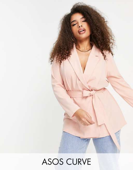 ASOS DESIGN Curve — Blush-farvet habit i jersey med slå-om, 2 af 2
