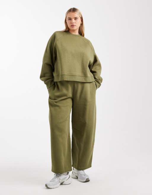 ASOS DESIGN Curve – Bluza oversize z raglanowymi rękawami w kolorze khaki, 3 z 4