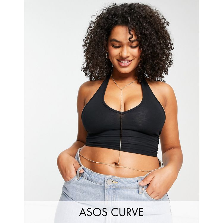 ASOS DESIGN body chain top in gold tone