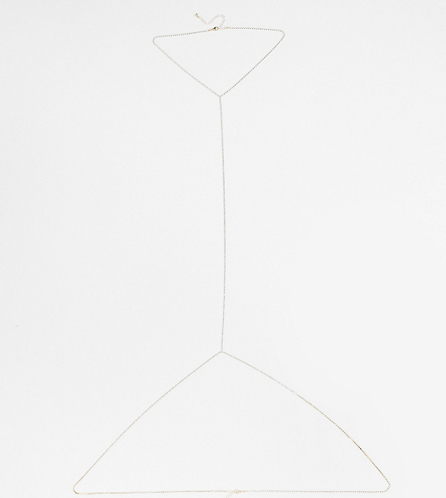ASOS DESIGN Curve body chain in fine crystal in gold tone