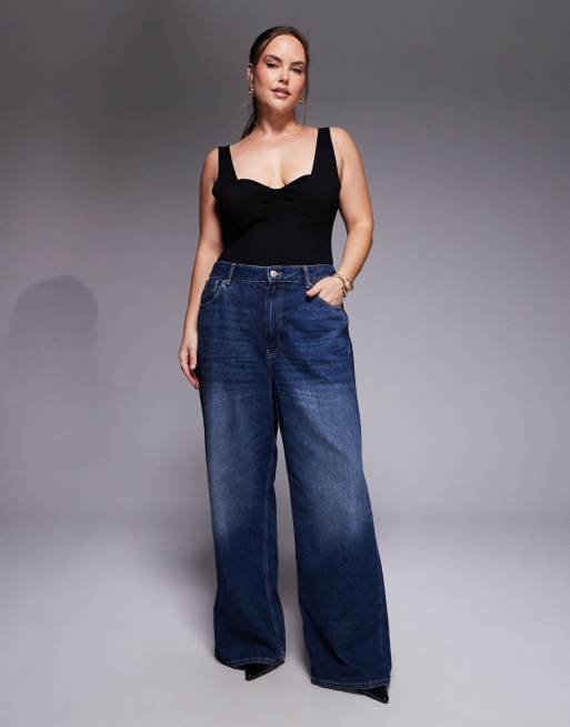 ASOS DESIGN Curve - Body van polyamide met lage ronde hals in zwart, 4 van 4