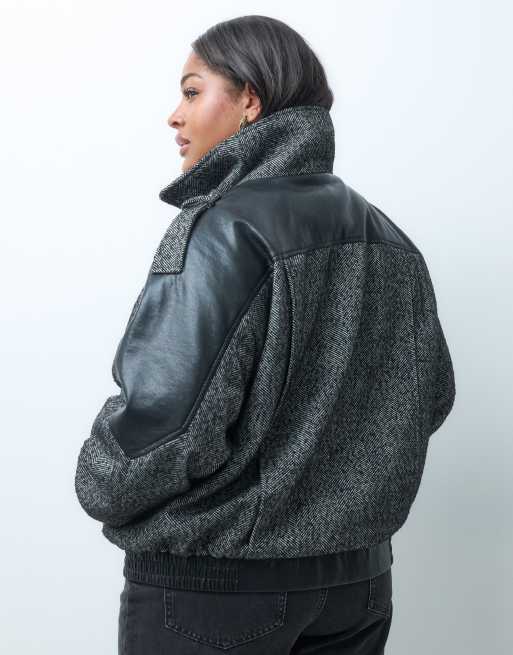 ASOS DESIGN Curve bomber habillé à empiècements en gris chiné, 4 de 4