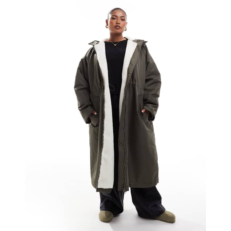 Asos design maxi borg lined rainwear shop