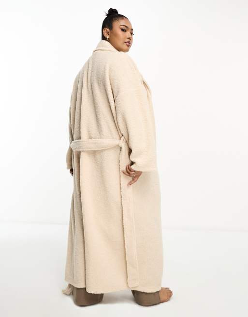 ASOS DESIGN Curve borg maxi robe in cream ASOS