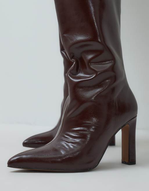 ASOS DESIGN Curve bottes montantes à talons en chocolat, 3 de 4