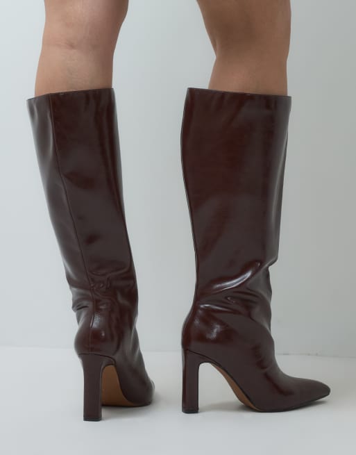 ASOS DESIGN Curve bottes montantes à talons en chocolat, 4 de 4