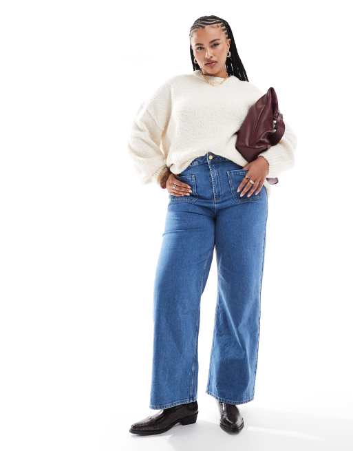 ASOS DESIGN Curve boucle crew neck sweater in cream ASOS