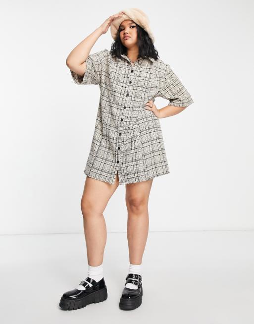 ASOS Curve エイソス ASOS DESIGN Curve boucle mini shirt dress in