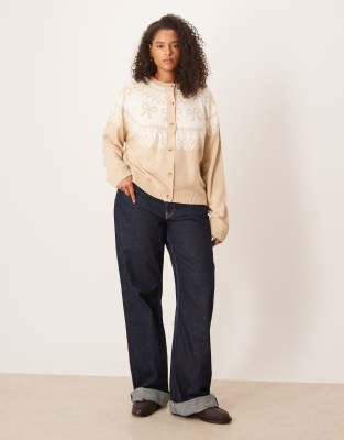 Asos Curve Asos Design Curve Bow Detail Yoke Cardigan In Neutral