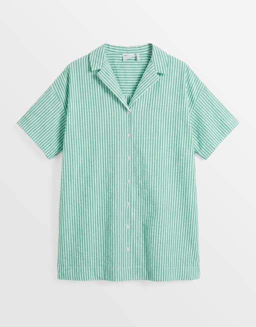 ASOS DESIGN Curve - Bowling overhemdjurk met strepen in groen, 5 van 7