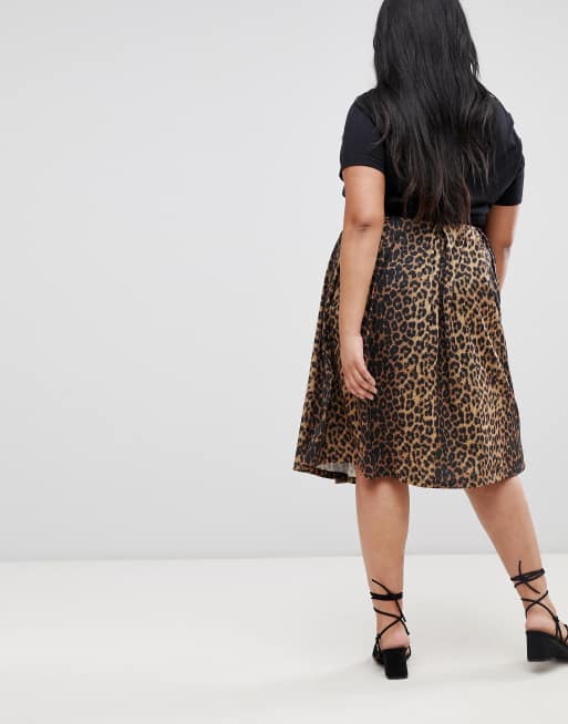 Leopard print box store pleat midi skirt