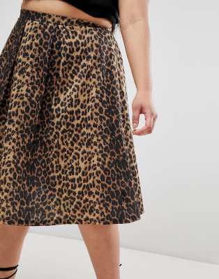 leopard print box pleat midi skirt