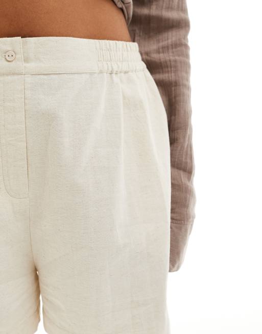 ASOS DESIGN Curve boxer short with linen in neutral, 2 of 5