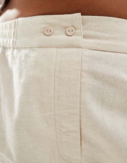 ASOS DESIGN Curve boxer short with linen in neutral, 3 of 5