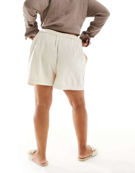 ASOS DESIGN Curve boxer short with linen in neutral, 5 of 5