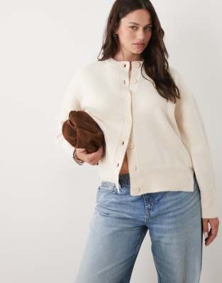 Asos Curve Asos Design Curve Boxy Cardigan With Side Slit Detail In White