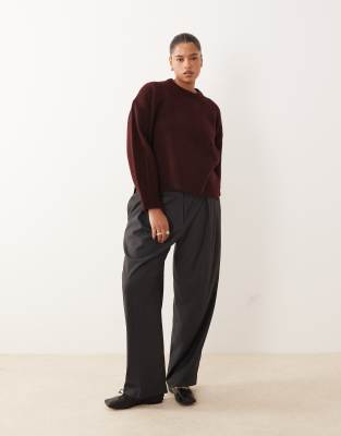 Asos Curve Asos Design Curve Boxy Crew Neck Sweater With Side Slit Detail In Purple