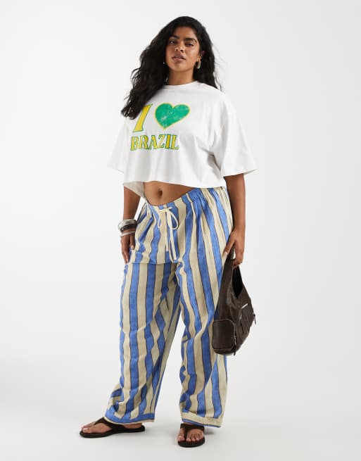 ASOS DESIGN Curve boxy crop tee with I love Brazil graphic in white, 2 of 4