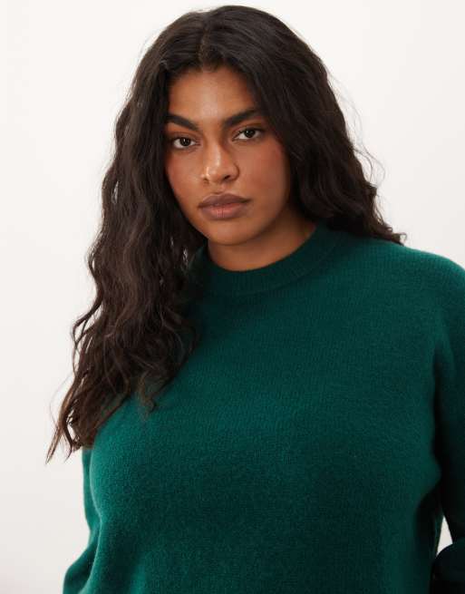 ASOS DESIGN Curve boxy jumper with side split detail in forest green, 4 of 4