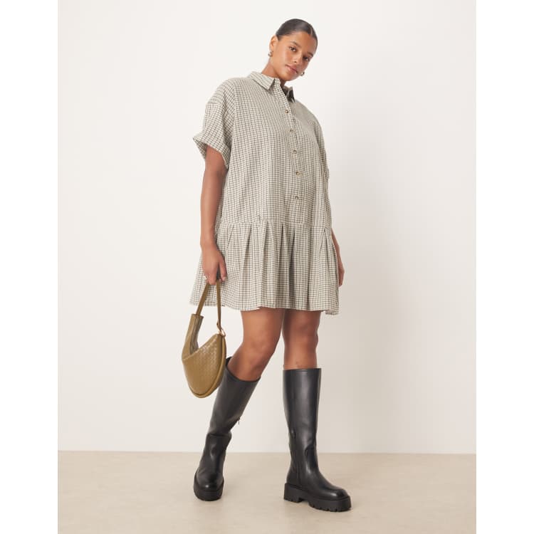 black and white check shirt dress Cute Plaid Dress - Shirt Dress - Black and White Dress - $74.00