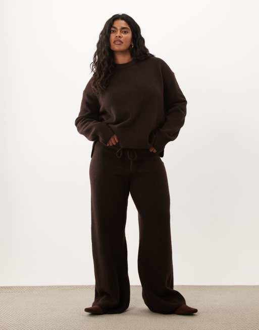 ASOS DESIGN Curve boxy sweater with side slit detail in chocolate, 2 of 4