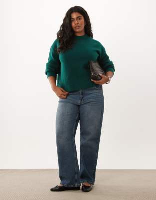 Asos Curve Asos Design Curve Boxy Sweater With Side Split Detail In Green