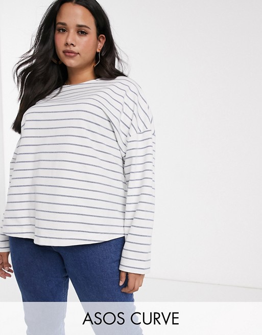 ASOS DESIGN Curve boxy sweatshirt in stripe
