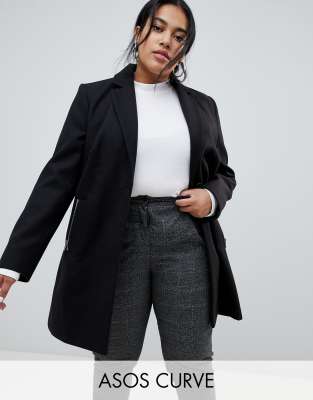 asos design boyfriend coat with zip pocket