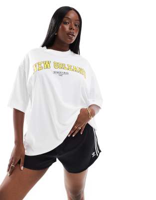 Asos Curve Asos Design Curve Boyfriend Fit T-shirt With New Orleans Graphic In White