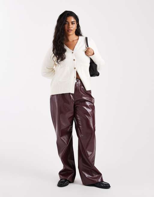 ASOS DESIGN Curve – Boyfriend-Strickjacke in A-Linie in Cremeweiß mit Taschendetail, 2 von 4