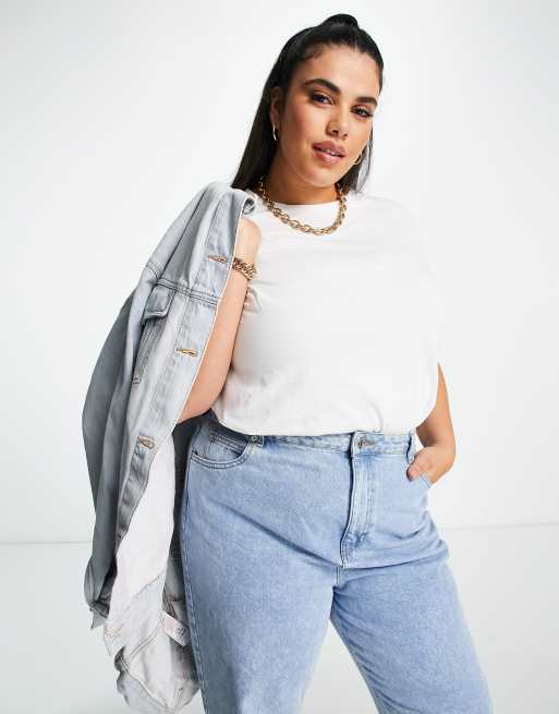 ASOS DESIGN Curve – Boyfriend-T-Shirt in Weiß