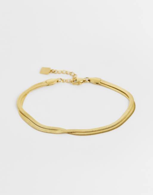 ASOS DESIGN Curve - Bracciale a catena multifilo in acciaio inossidabile resistente all'acqua color oro con serpente