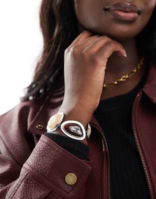 ASOS DESIGN Curve - Bracciale color argento con pietre sintetiche semipreziose in edizione limitata