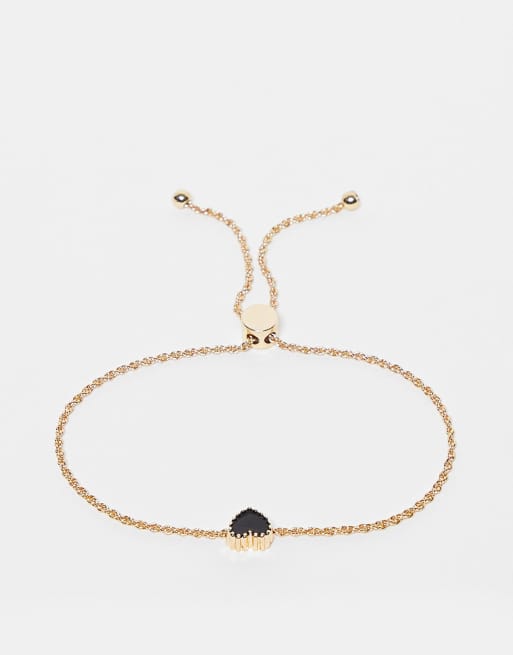 ASOS DESIGN Curve - Bracciale color oro con ciondolo a cuore smaltato