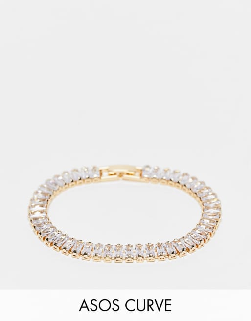 ASOS DESIGN Curve - Bracciale dorato con cristalli in zirconia cubica